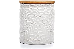 XXL 94 Oz Engraved Ceramic Kitchen Canister - Your Space-Saving, Moisture-Sealing Storage Solution