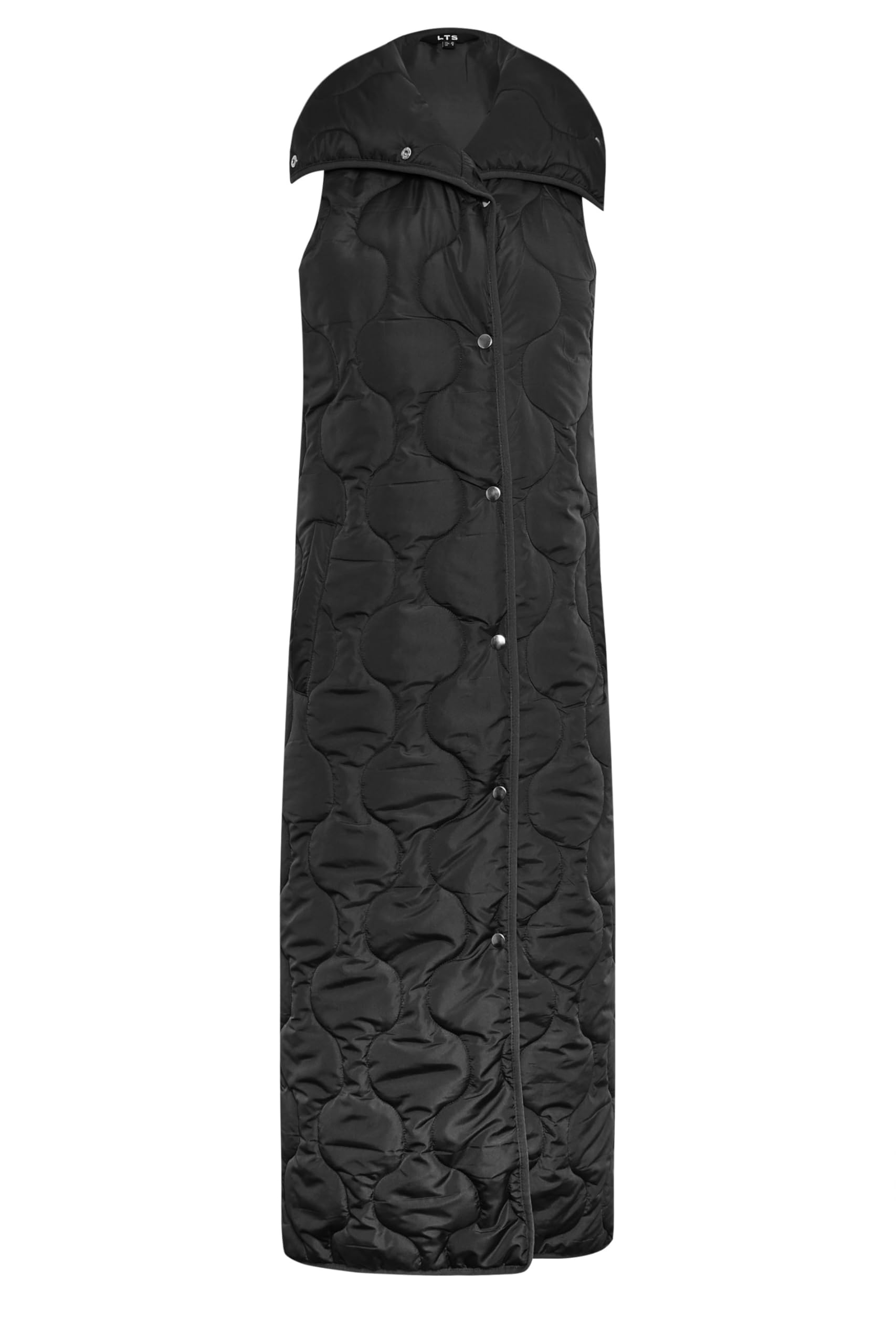 Long Tall Sally Women's Black Tall Quilted Longline Gilet Jacket In | Size: 10