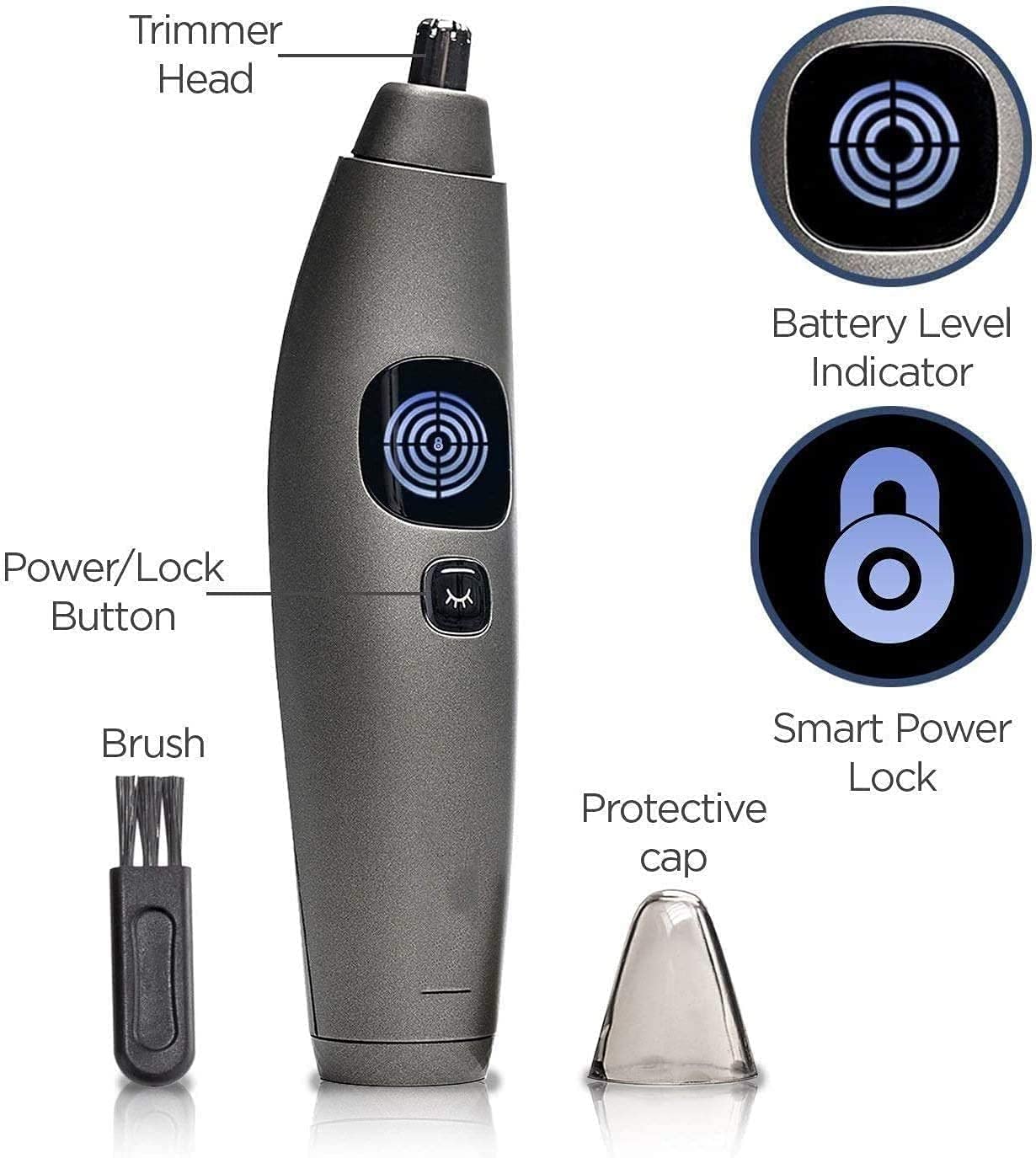 depilatore per il viso, Epilatore for naso portatile indolore for uomo, lame in acciaio inossidabile, motore silenzioso, funzionamento a batteria