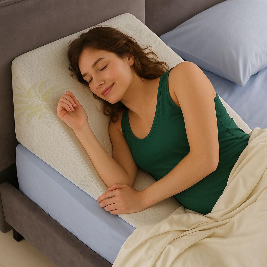 GEEMMA Cuscino cuneo letto, cuscino antireflusso, DISPOSITIVO MEDICO, cuscino gambe con tessuto ALOE VERA sfoderabile. Cuscino schienale letto con INNOVATIVO interno elastico - CUSCINO REFLUSSO.