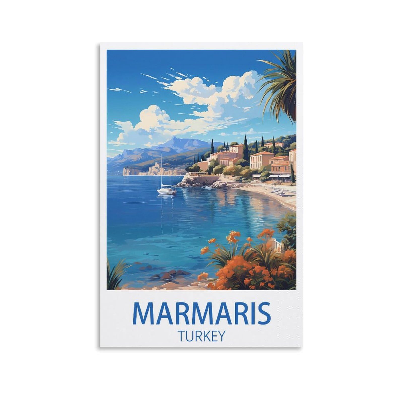 EZMLFA DIY Diamond Painting,Marmaris Turkey 5D Diamond Art DIY Cross Stitch Crystal Rhinestone Embroidery Pictures Craft for Home Wall 30x40cm
