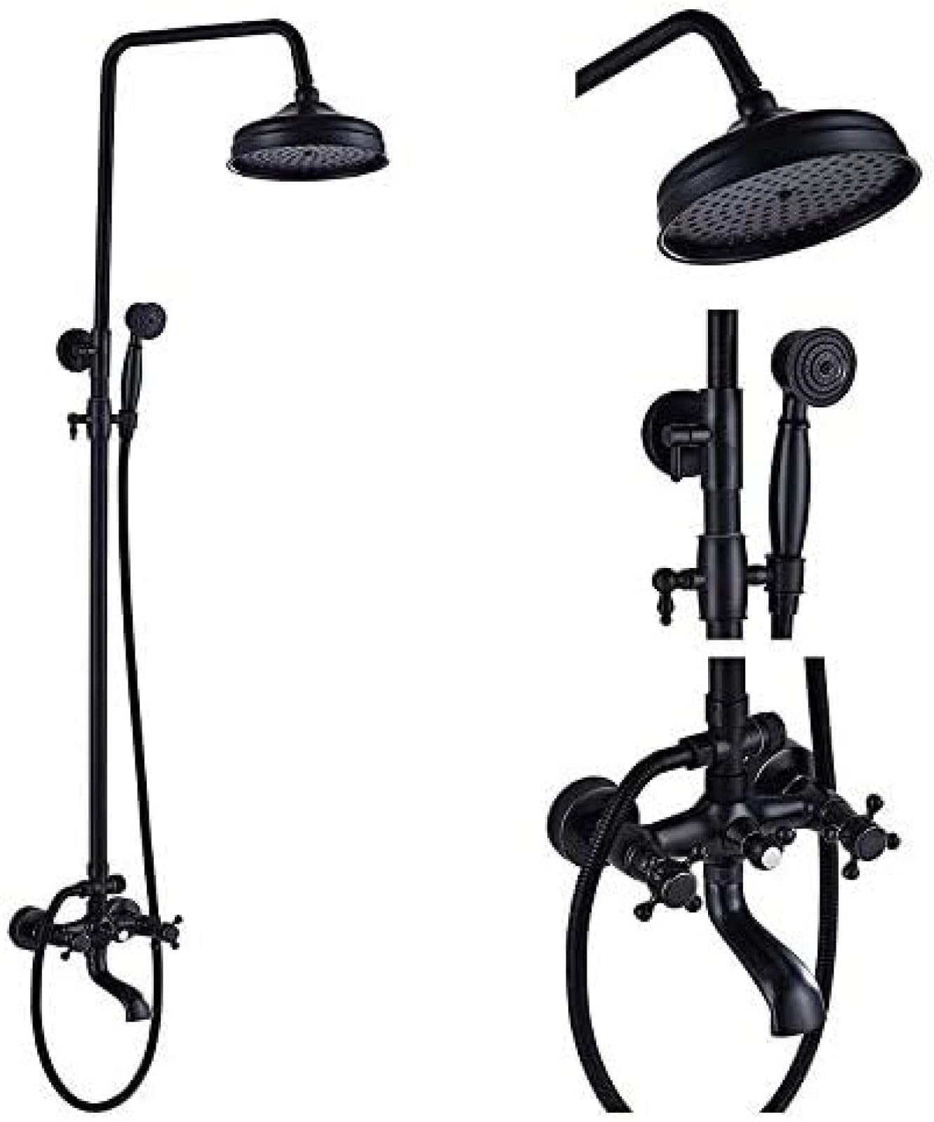 GLJTUO Shower system, Black Shower Faucets Set 8 Inch Brass Rainfall Shower Head Tub Spout Bath Shower Wall Mounted Black Copper Tub Spout Shower-MODEL C,MODEL D,Model B