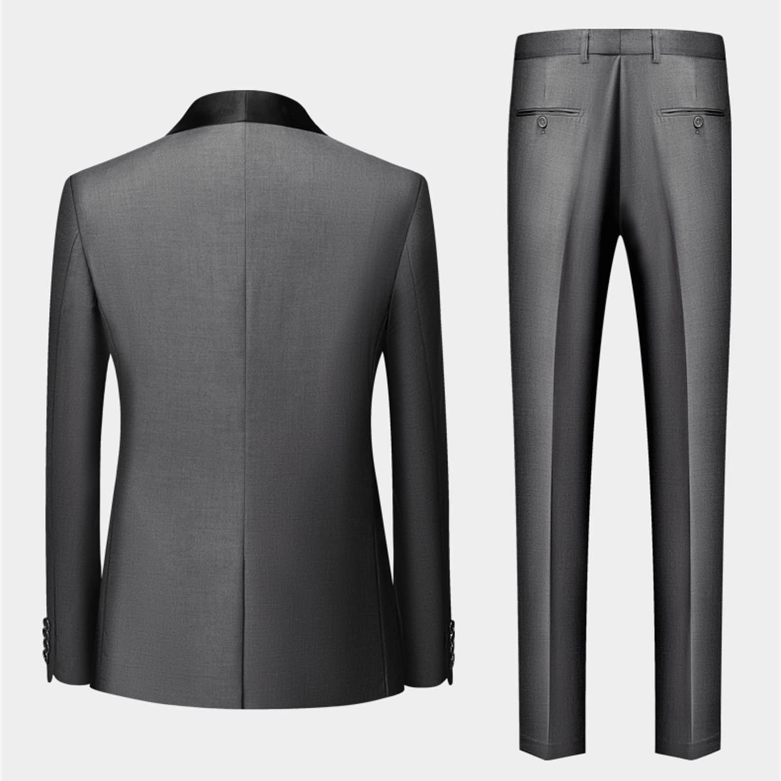 Men's Slim Fit 3 Piece Suit Single Breasted Jacket Blazer Vest Pants Set Wedding Prom Shawl Lapel Tuxedo Suits (Grey,4X-Large)