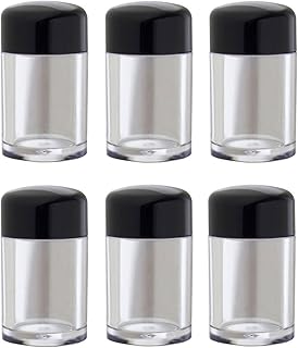 JUVITUS Powder Sifter Empty Acrylic Refillable Cosmetic Makeup Jar (6 Pack) - 10 ml / 10 grams + Funnel