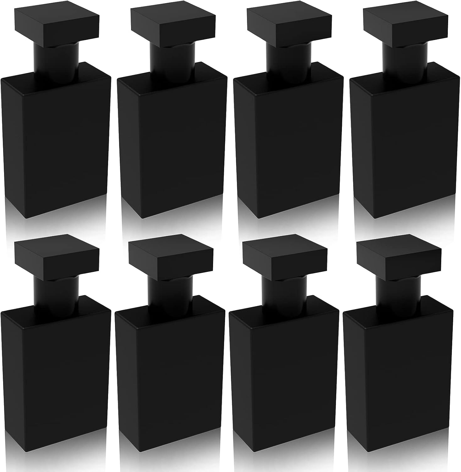 Foraineam 8 Pack 30ml / 1 oz. Black Refillable Perfume Bottles, Portable Square Empty Glass Perfume Atomizer Bottle with Spray Applicator