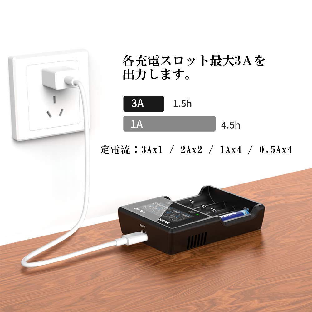 Amazon | XTAR（エクスター） 高速USB充電器 VC4SL 【VC4Sグレード