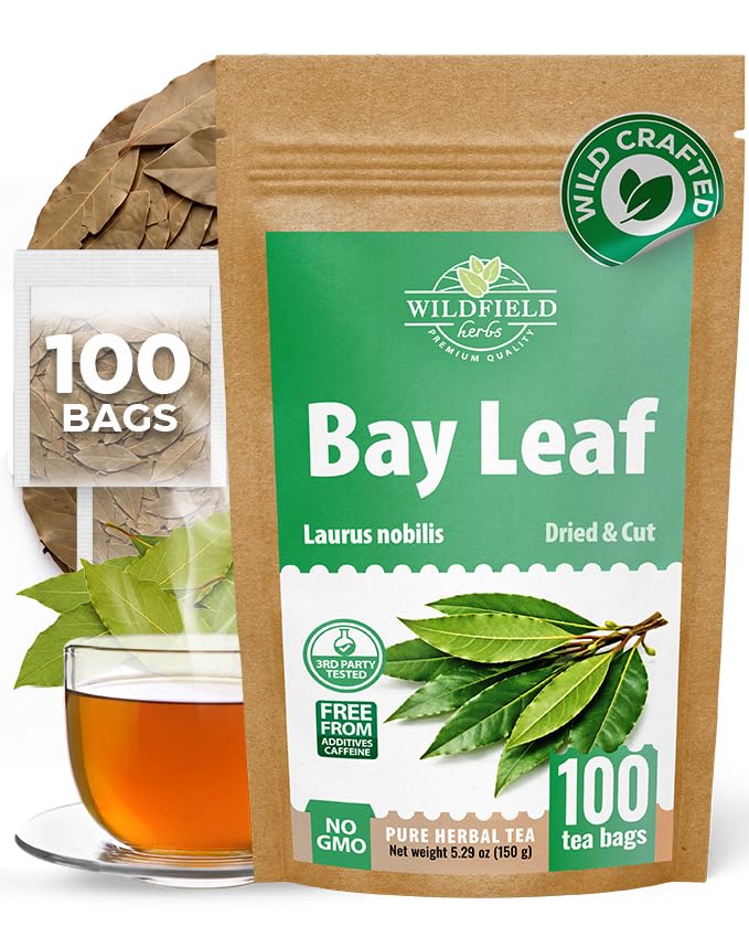 Image of 100 Bags Bay Leaf Herbal Tea (Laurus Nobilis) - 100 Count 2g Tea Bags Dried Bay Leaves Te De Laurel