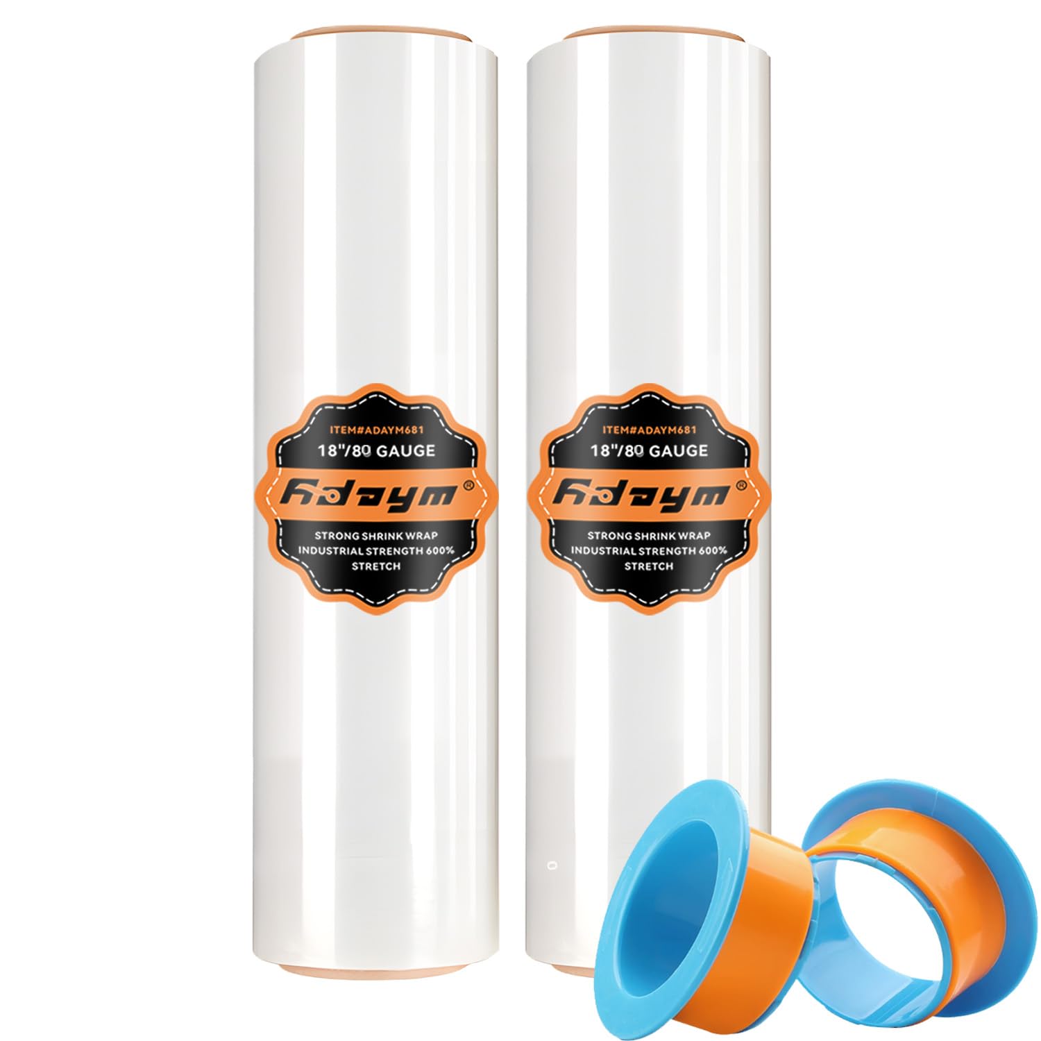 ADAYM Stretch Film Shrink Wrap Roll 18" x 1500' - Industrial Plastic Wrap for Moving, Heavy Duty 80 Gauge, 600% Stretch for Packing, Pallets, Shipping