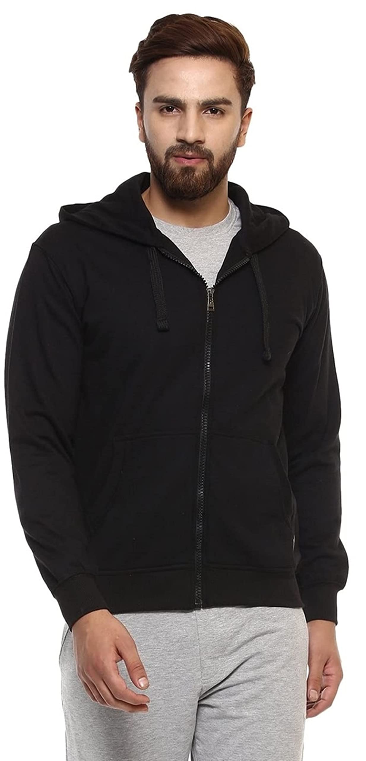 om designer Men's Regular Fit Cotton Hooded Sweatshirt with Zip Jacket Size M=38,L=40,XL=42-picture-41