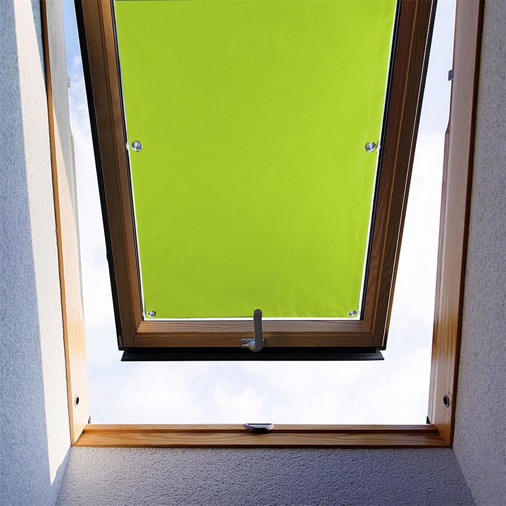 ZHhan Blackout Curtains for Roof Window Thermal Insulated Blackout Window Blinds with Sucker UV Protection for Bedroom, Baby Nursery Easy Installation (Green,37.8"x22")