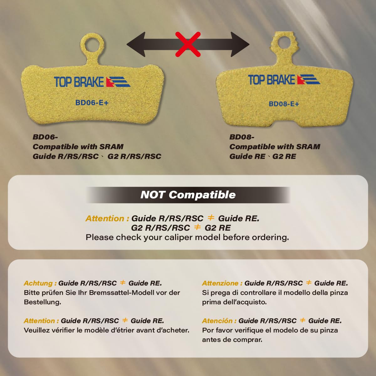 TOP BRAKE Pastiglie freno a disco compatibili con SRAM AVID Code R RE RSC, DB8, Motive | MTB eMTB Downhill Trail Enduro All mountain | 2026 iF Design Award