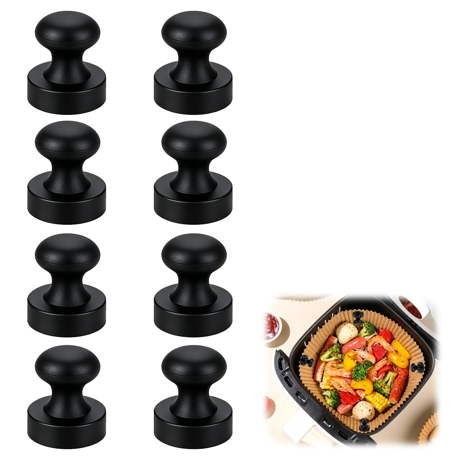 8Pcs Air Fryer Magnets, Silicone Parchment Paper Holder, Heat Resistant