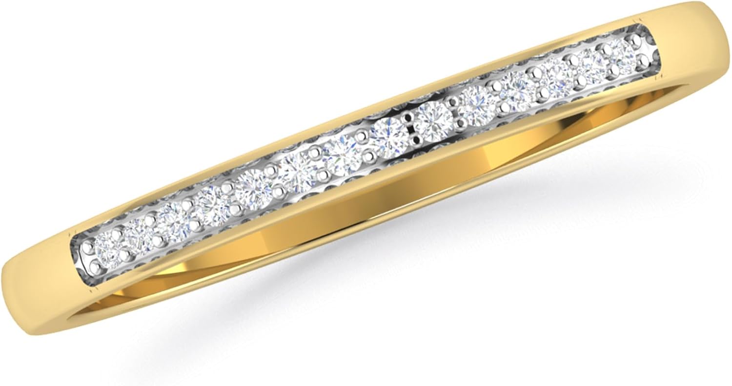 Inspereza 1/10 Carat 10kt Gold Round Diamond Petite Wedding Anniversary Stackable Band. (H-I Color, I2-I3 Clarity) - Image 2