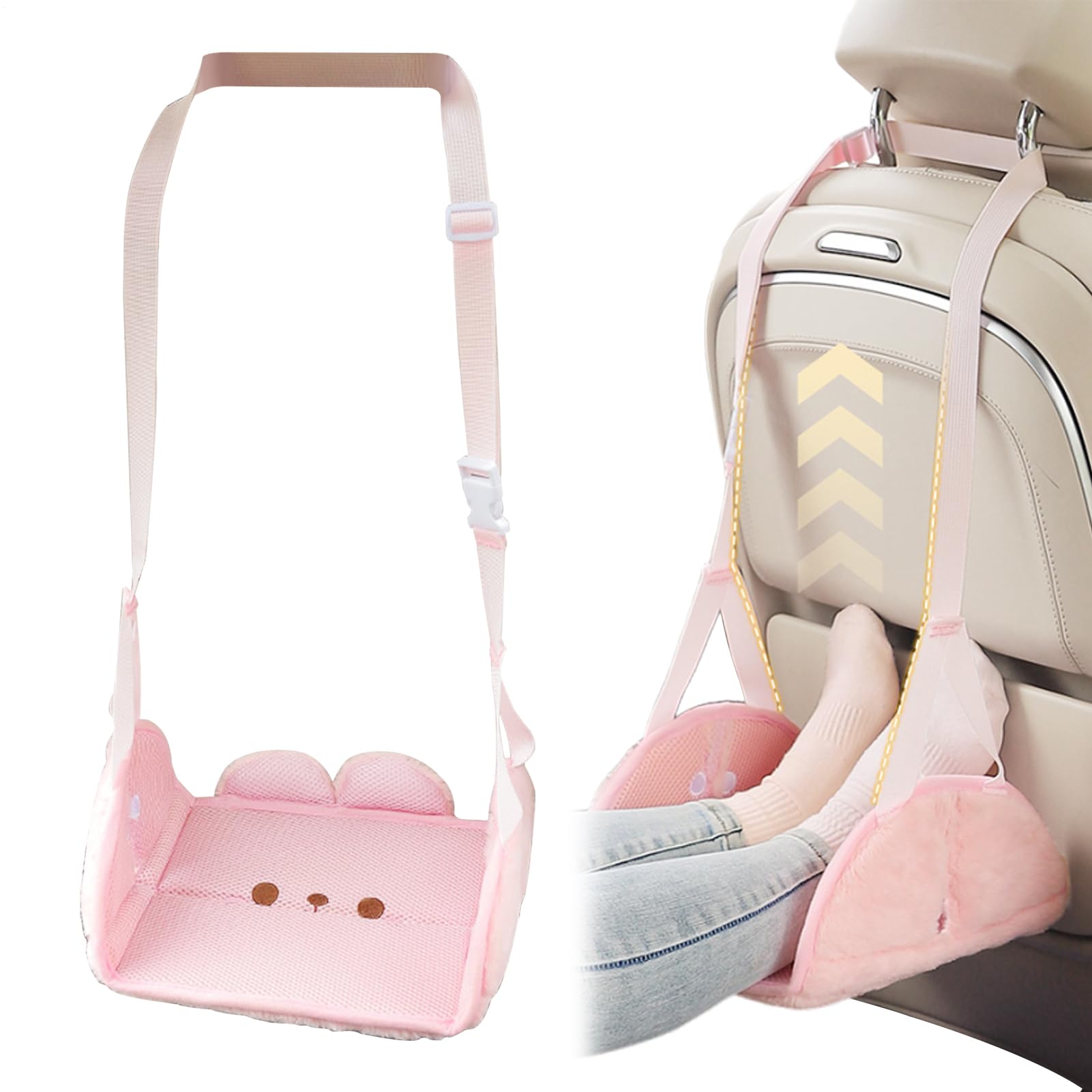 Reposapiés Para Asiento De Coche Para Niños | Accesorios Automotrices Portátiles Y Ajustables - Hamaca para Pies con Soporte para Piernas - Para Comodidad y Relajación en Viajes Largos por Carretera p