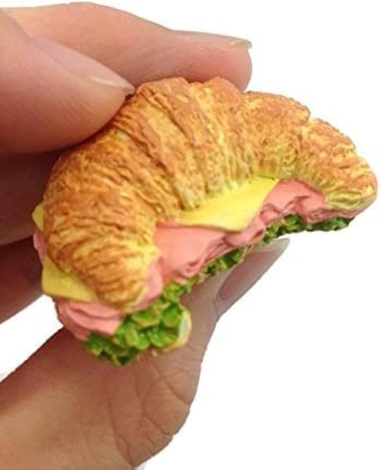 WitnyStore 1¾" Long Croissant Sandwich Resin 3D Fast Food Fridge Magnet Refrigerator Magnets Kitchen Accessories Souvenir Collectible Decor Gift
