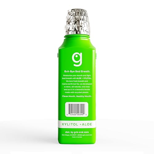 Miniatura 3 de Grin Fresh Breath Enjuague Bucal, 16 Fl Oz, Enjuague Bucal para Aliento Fresco, Sabor Super Menta, Sin Alcohol