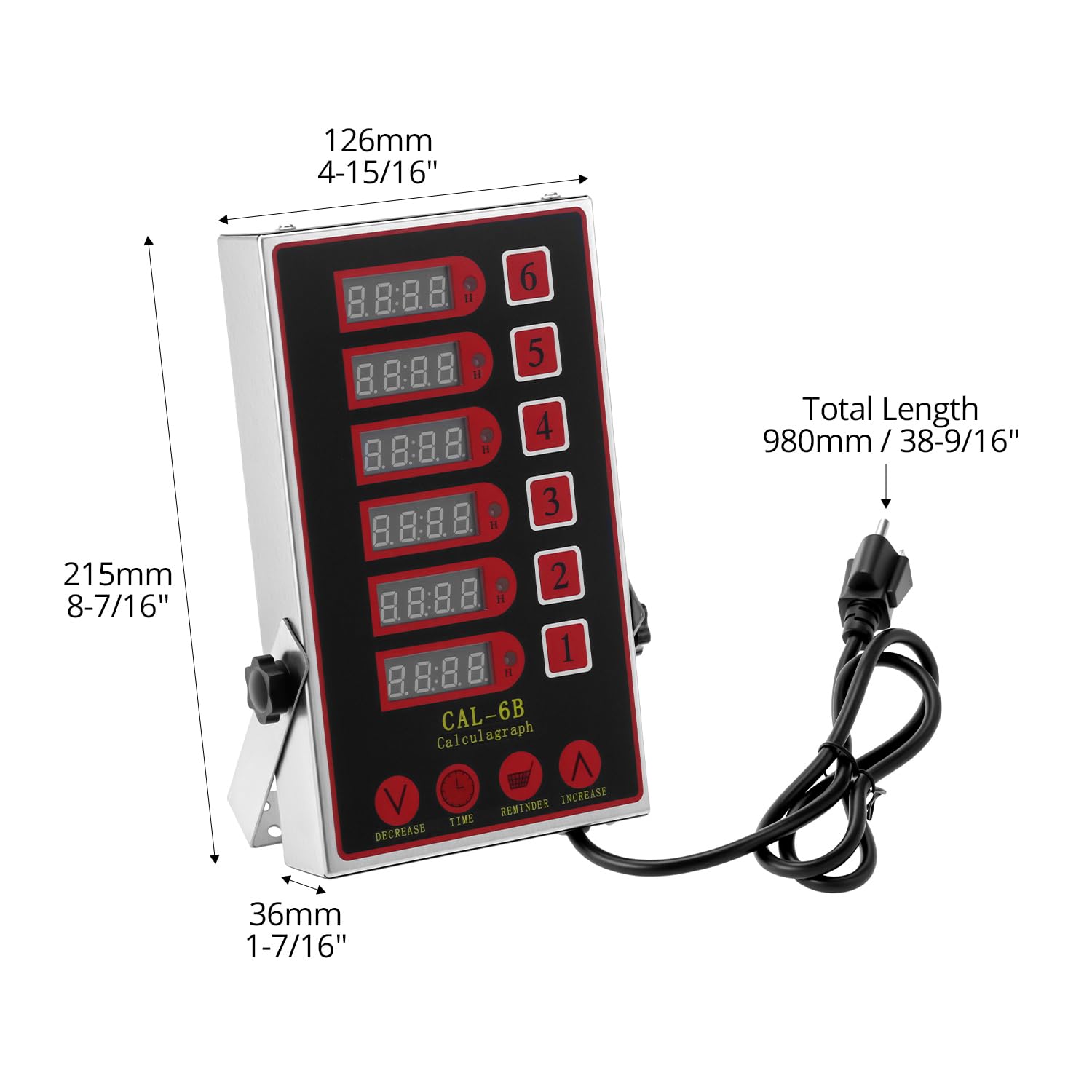 QWORK Temporizador de cocina, temporizador culinario comercial de acero inoxidable de 6 canales con alarma ultra fuerte