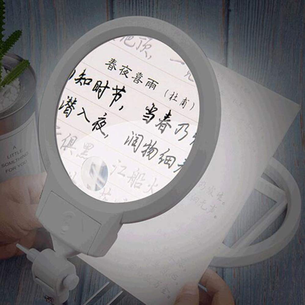 2 x 6 x faltbare Schreibtischlupe, freihändig, tragbar, verstellbar, Leselupe, 2 LED-Lampen, beleuchteter Tischständer, Lupe zum Lesen von Schmuck, Design, Löten, Nähen