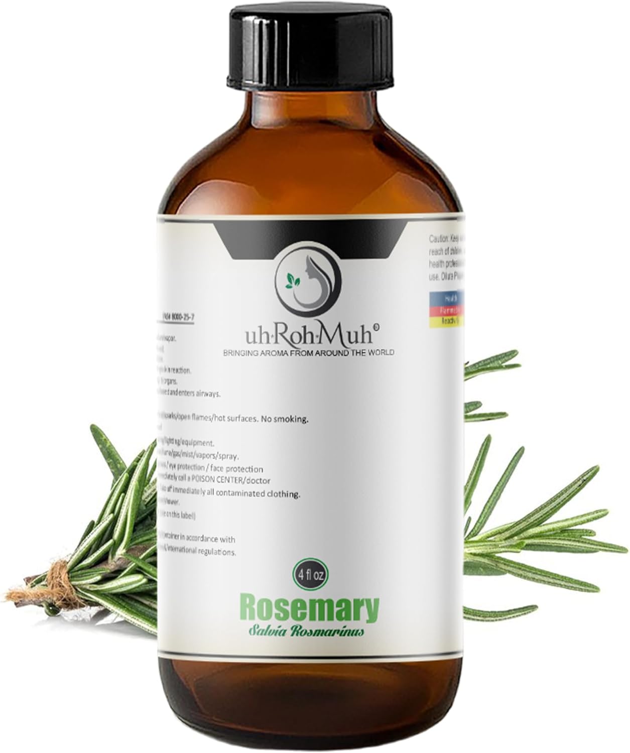 uh*Roh*Muh Premium Rosemary Essential Oil ct Camphor, CO2 Extracted | 100% Natural | Home Essential Diffuser Oil for Aromatherapy, Perfect for Hair and Skin Care - India (4oz)