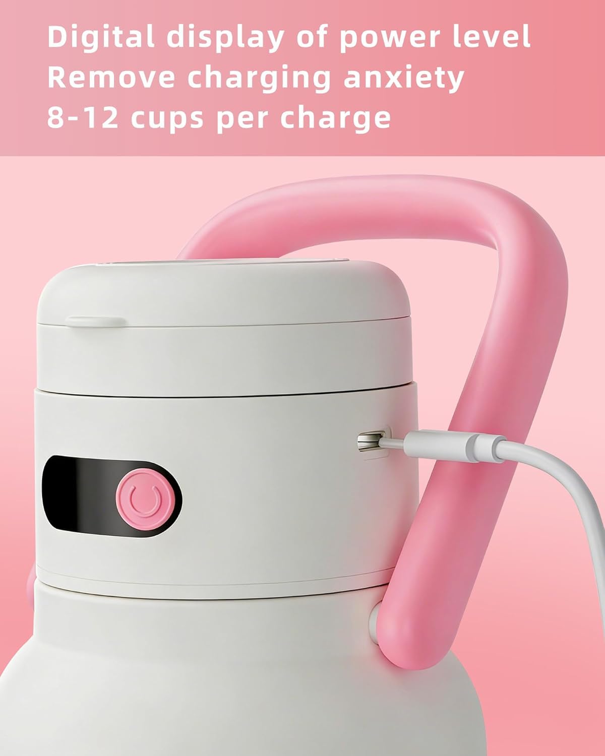 Licuadora portátil licuadora personal para batidos y batidos inalámbrica 32 onzas 18000 rpm, tapa a prueba de fugas con boquilla para sorber, recargable por USB-C (Rosa)