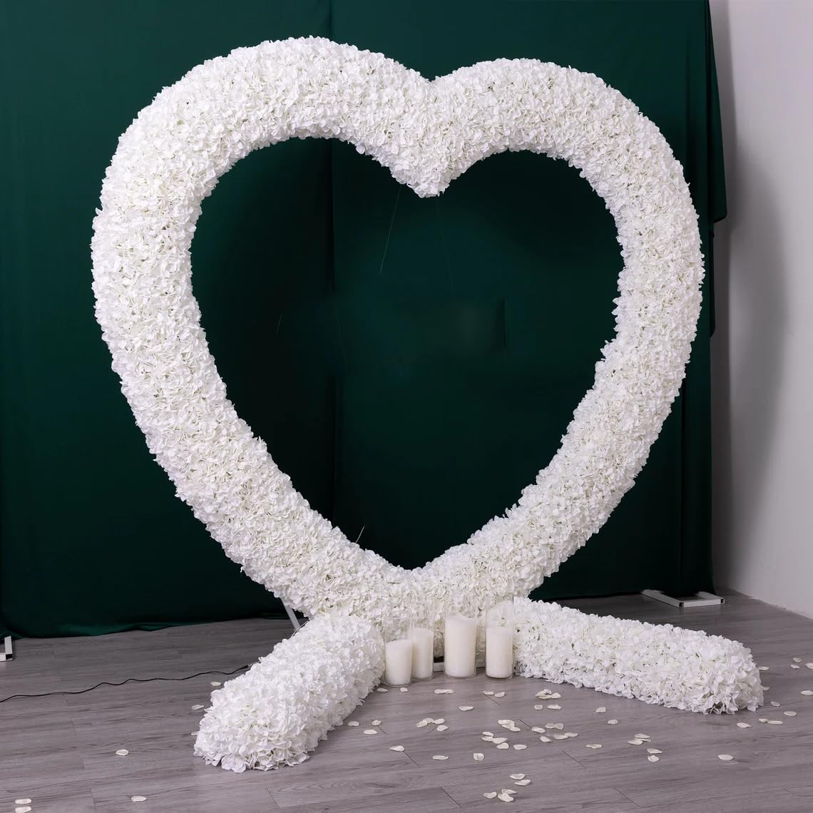 Herzförmiger Ballonbogen-Ständer für Antrag, 1,8 m großer Metall-Herzbogen-Rahmen für Hochzeitshintergrund, Liebesblumenbogen-Dekor für Verlobung, Party, Display (weiß)