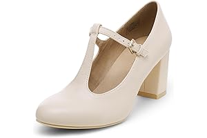 Low Chunky Heels for Women T-strap Mary Jane Pumps Wedding Dress Shoes