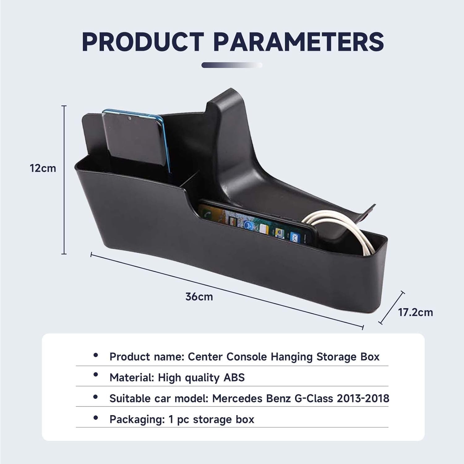 TOYCIDFG Gear Shift Console Hanging Storage Box Side Organizer Tray Compatible with Mercedes Benz G Class 2013-2018 W463 G350 G400 G500 G55 G63 G65 Car Accessories (Benz G-Class 2012-2018)