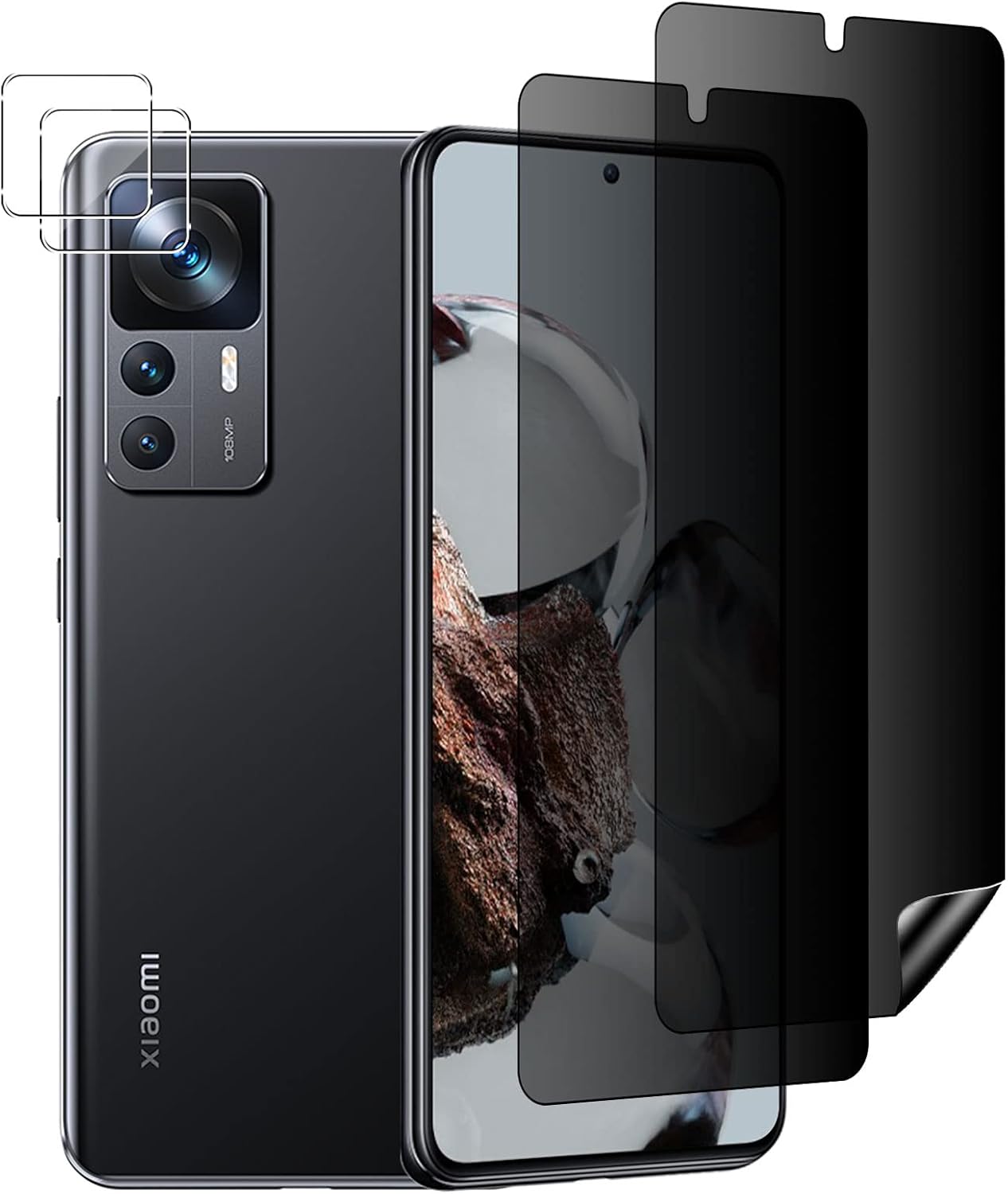 Amazon 【覗き見防止】【2+2セット】 For Xiaomi 12T/Xiaomi 12T Pro ガラスフィルム+カメラフィルム