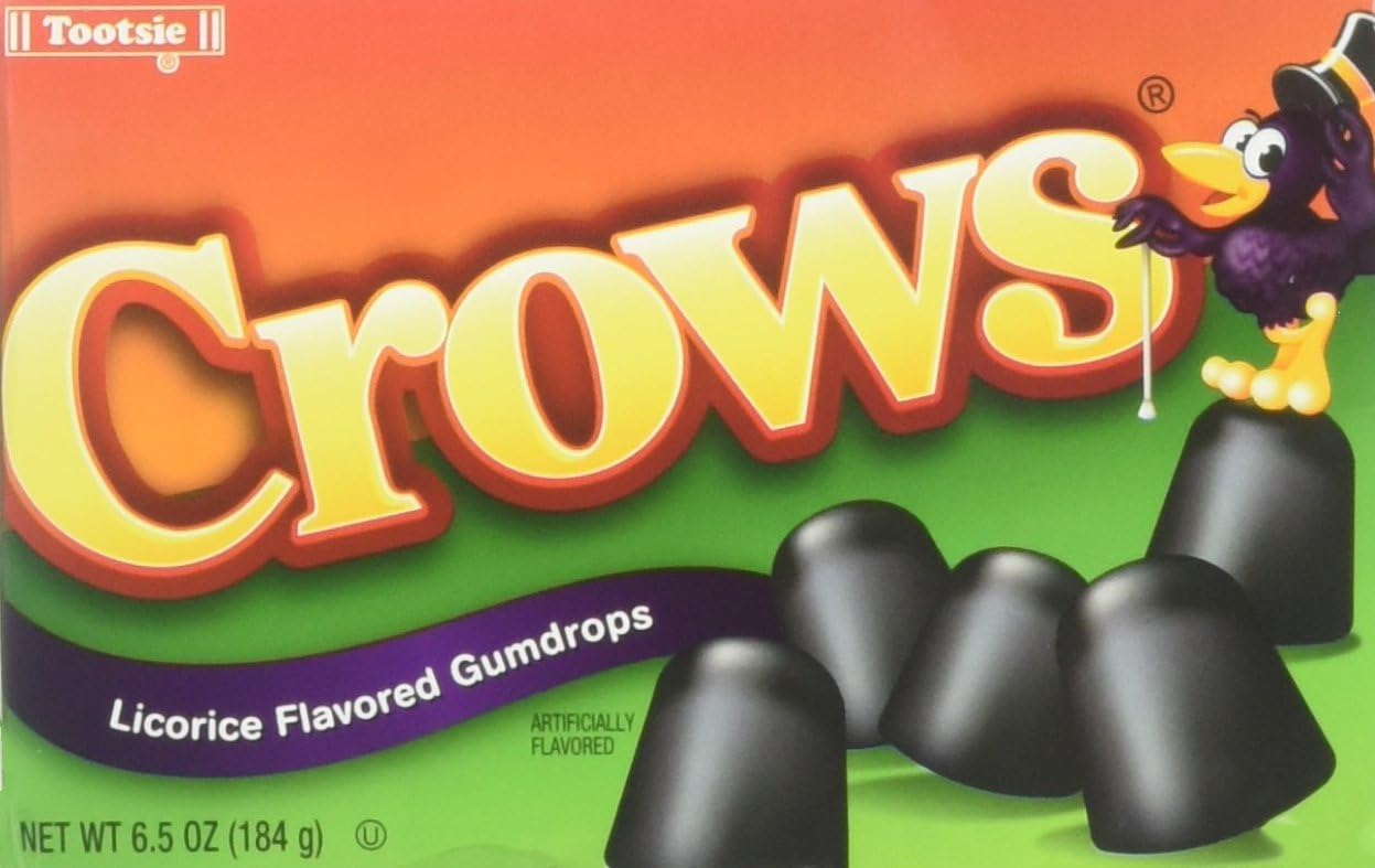 Tootsie Crows Black Licorice Flavoured Gumdrops Candy, 184g Pack of 3
