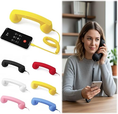 Auricular retro para teléfono celular, receptor de teléfono vintage tipo C con micrófono y altavoz, auriculares con cable estilo clásico de los años