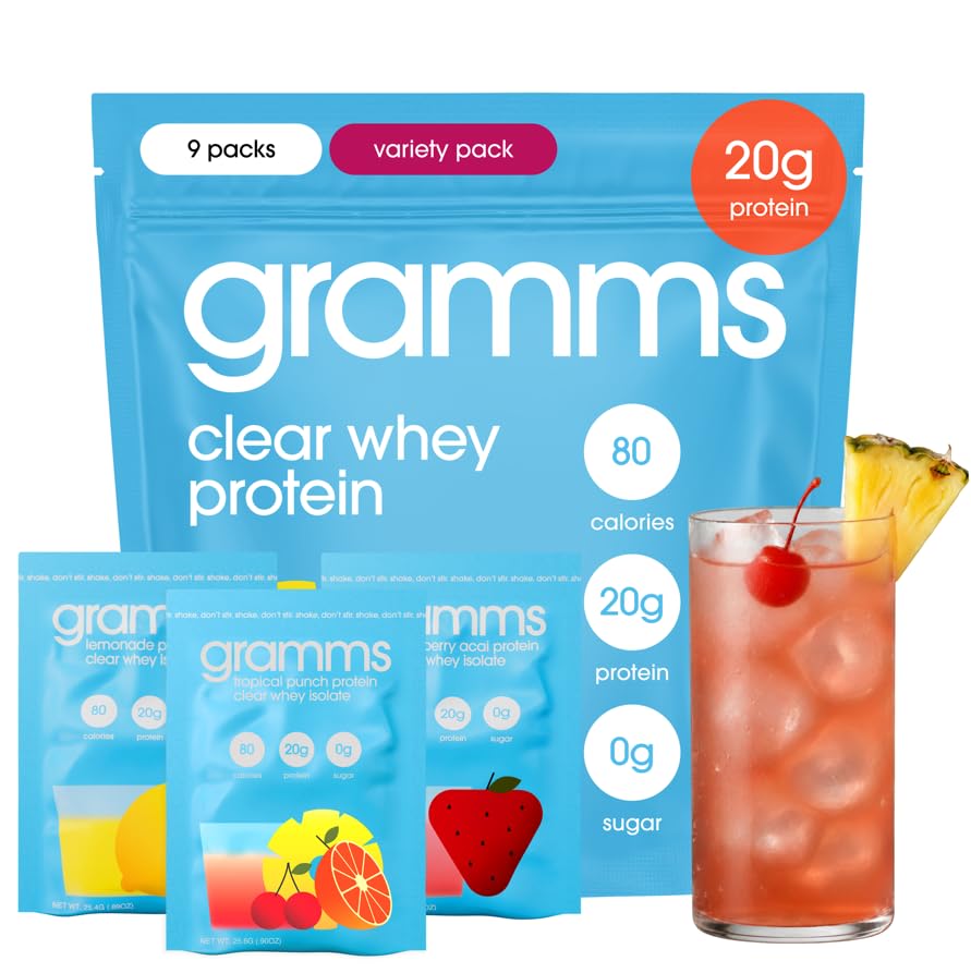 GRAMMS Clear Protein Powder Packets Variety Pack