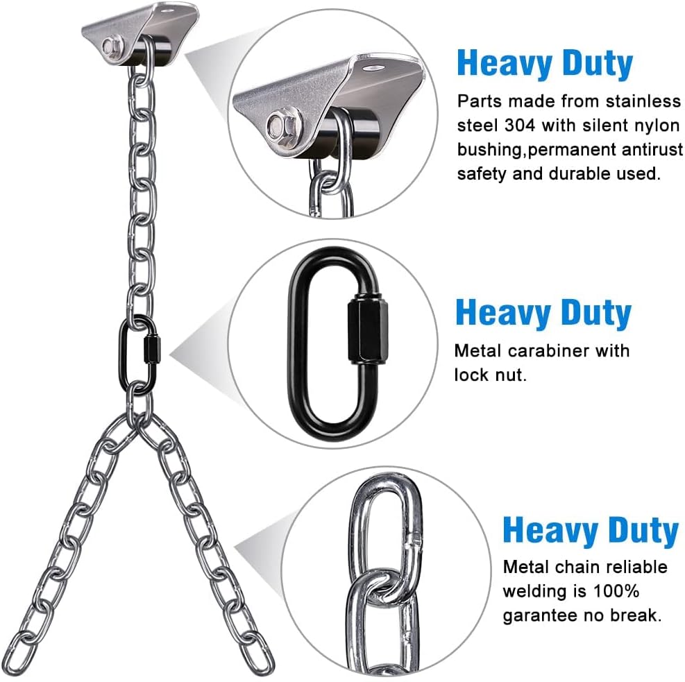 BeneLabel Porch Swing Hanging Kit - Heavy Duty Chain Set for Indoor & Outdoor Hammock Chairs, Punching Bags & More - Easy to Install with 4 Wood Screws - 1000 LB Capacity - 105" Long
