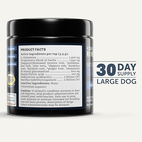 Miniatura 6 de Four Leaf Rover Gut Guard - Dog Probiotics, Prebiotics, and Organic Herbs for Gut Health and Immune Support - Veterinarian Formulated - 30 Day Large