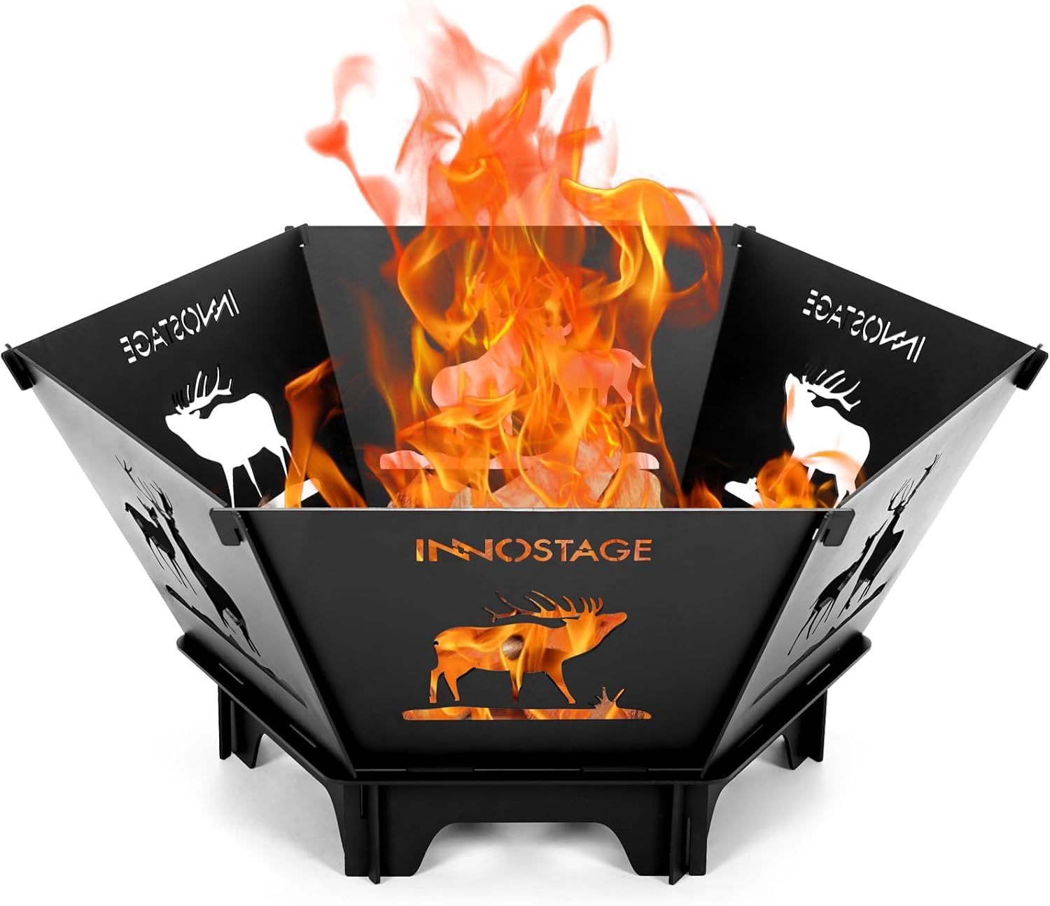 Fire Pit for Camping- 23Inch Small Collapsible Firepit for Patio Outside Wood Burning Outdoor Indoor BBQ Picnic Foldable
