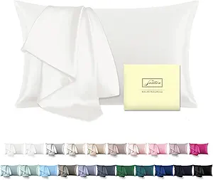 Mulberry Silk Pillow Cases for Hair and Skin Queen Size Silk Pillowcase with Zipper Soft Breathable Smooth Cooling Satin Silk Pillow Covers for Sleeping (Ivory,20"X 30",1Pcs)