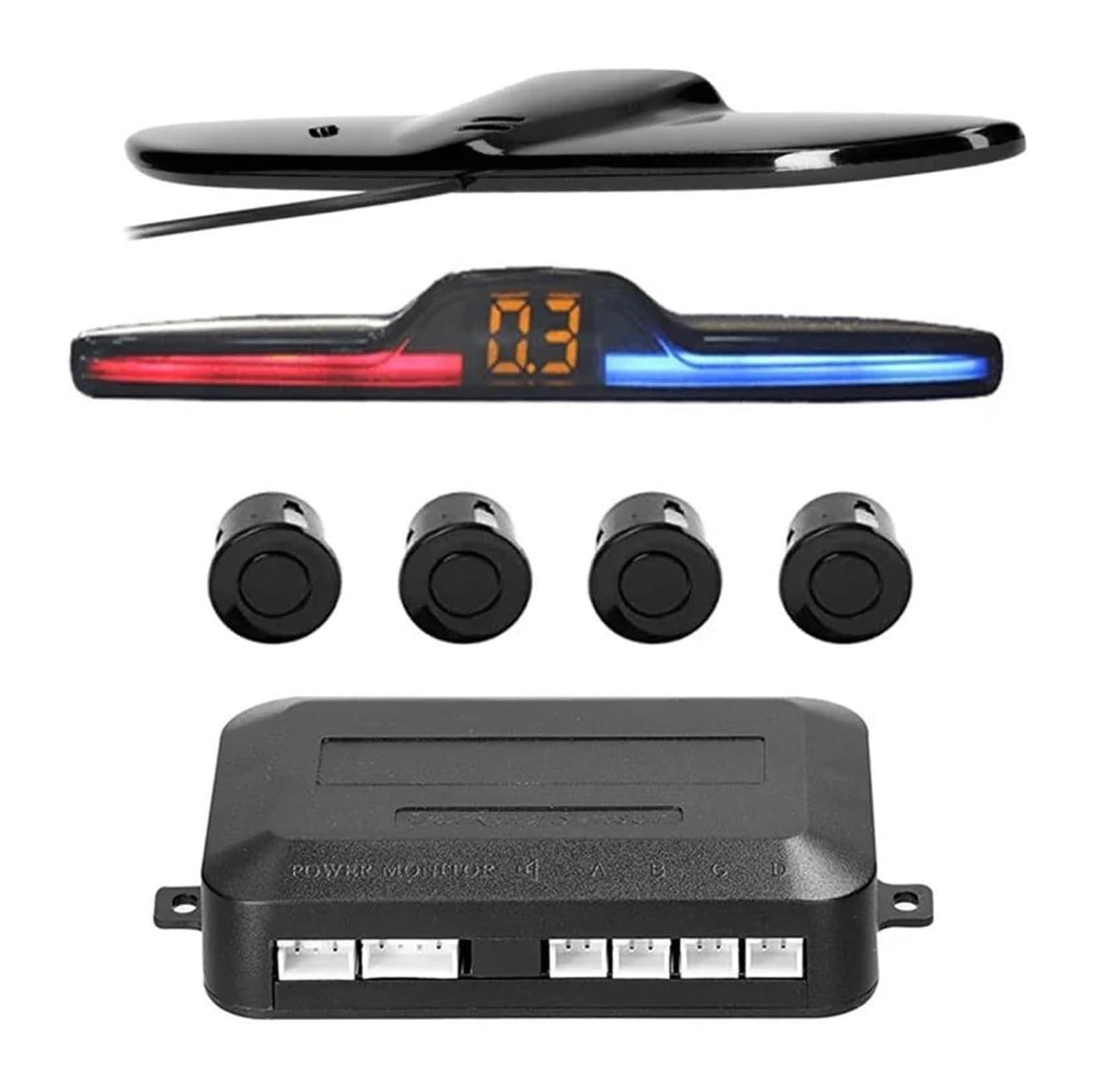 Kit Retromarcia Radar Posteriore Per Auto Sensore Parcheggio Per Veicoli Assistenza Alla Display Della Distanza Macchina Sensori(Nero)