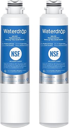Waterdrop DA29-00020B Filtro de agua para refrigerador, repuesto para Samsung HAF-CINEXP, DA29-00020B-1, RF263BEAESR, RF4287HARS, reduce el cloro,