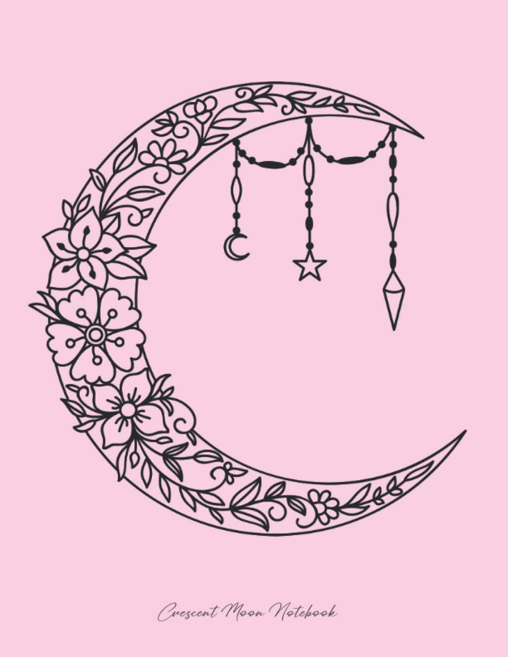 Crescent Moon Notebook: Pastel Pink Boho Style Design Yoga Notebook Lined Paper Bohemian Floral Crescent Moon Journal Diary Composition Book (8.5 x 11 Large)