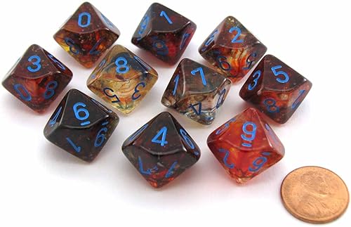 Juego de dados Chessex d10 Luminaria Nebulosa - Primaria con azul (10)