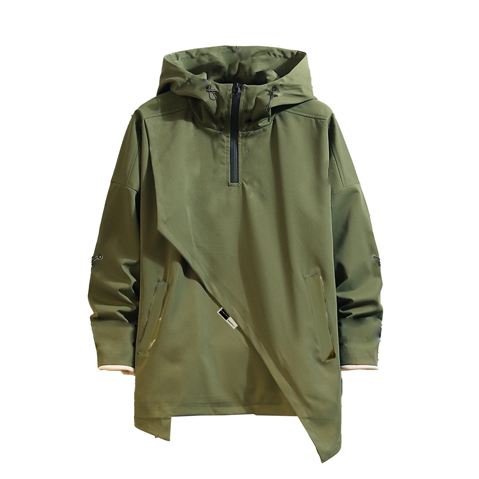 GURUNVANI Men’s Hooded Windbreaker Jacket Zip Up Patchwork Hoodie Anorak