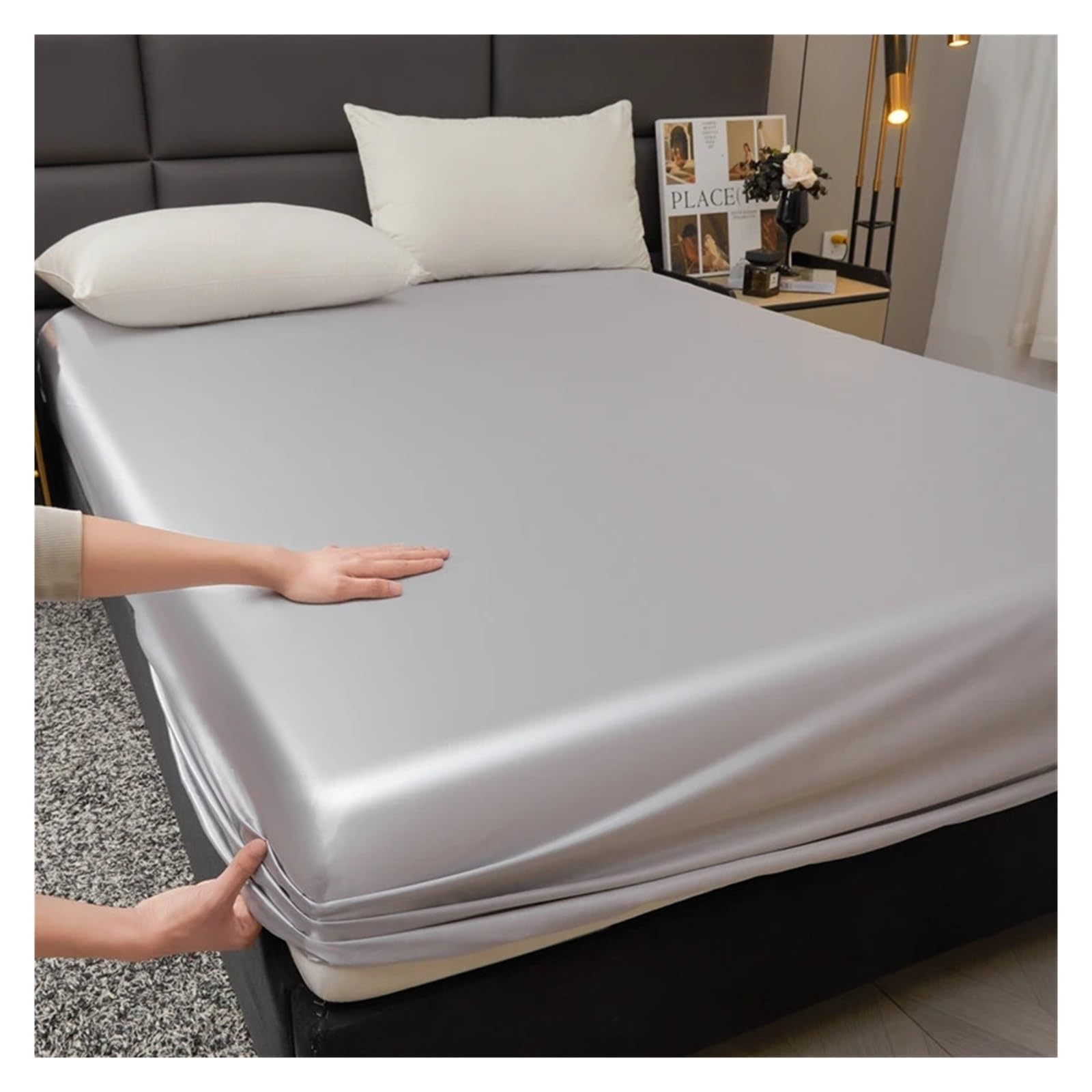 Drap housse imperméable 140x200 élastique protection satin anti-tache