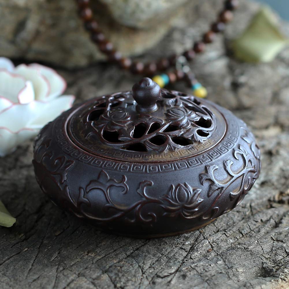 Brûleur d'encens en céramique Diffuseur de Parfum, Poêle Aromathérapie Antique Ustensiles Zen Ornaments Convient à Salon Espace de méditation Lieux de beauté comme Salon, Yoga, etc.