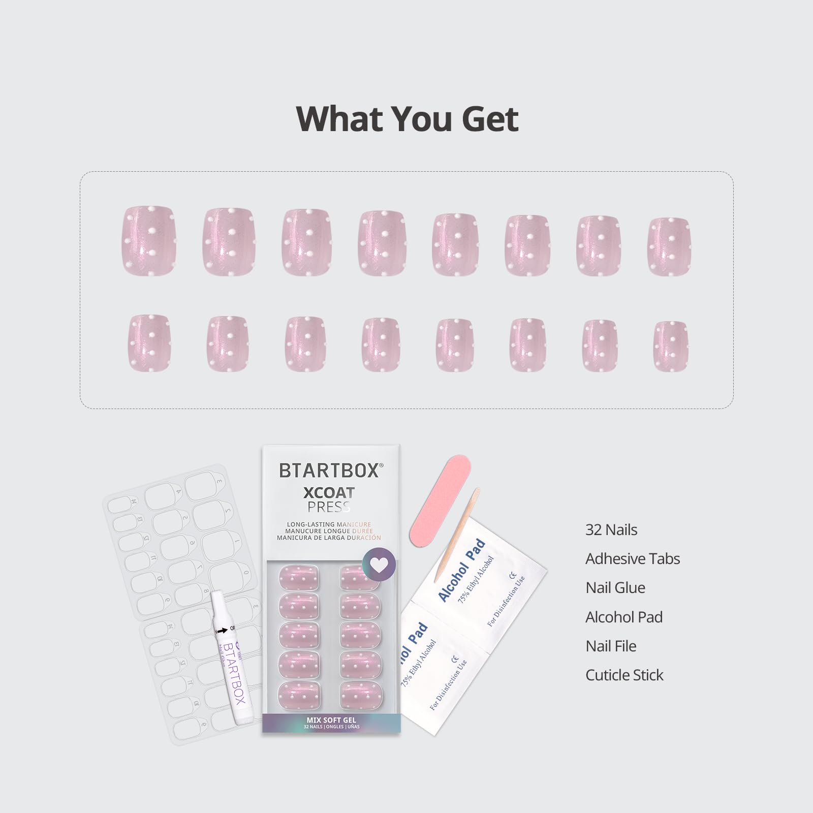 BTArtbox Press On Nails French Tips - 32 Pcs Short Square False Nails With Nail Glue and Adhesive Nail Tabs, No Fade Out Stick On Nails in 16 Sizes, Soft Gel Fake Nail for Women, Classic White — view 147