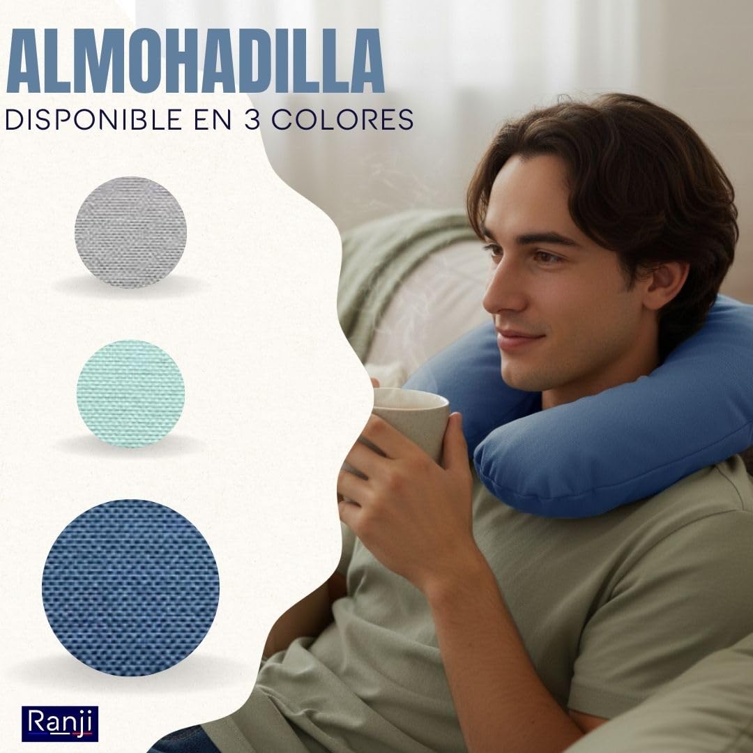 RANJI - Saco Térmico de Semillas para Microondas – Cojín Térmico Cervical Natural | Bolsa Calor Semillas Lavable | Almohada Semillas Cuello y Hombros | Sin Agua y Reutilizable (Azul)