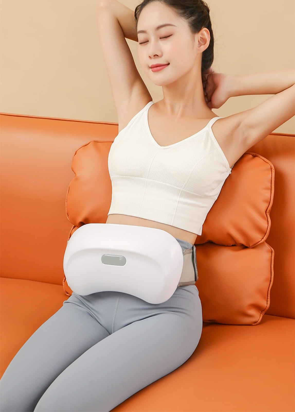 Bian Stone Bauchknetgerät,Bauch- Und Bauchmassagegerät Mit 30-Mm-Massagekopf Und 3 Einstellbaren Vibrationsintensitäten,3-Stufige Temperaturregelung Rotlicht-Heißkompresse Für Zu Hause