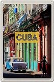 Acabado mate Cartel de chapa de 30 x 20 cm, diseño de Cuba de coches antiguos en casas de colores – DekoNo7