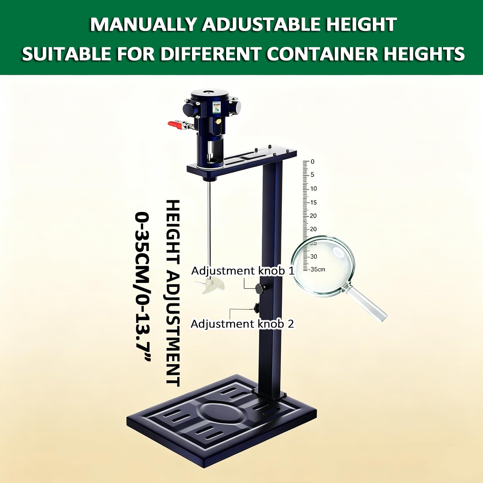 Miscelatore pneumatico per vernice, 5 galloni aria agitatrice, 1/8HP con supporto di sollevamento manuale, Asta in acciaio inossidabile, Pressione 4-8KG per vernice, colla, miscelazione inchiostro