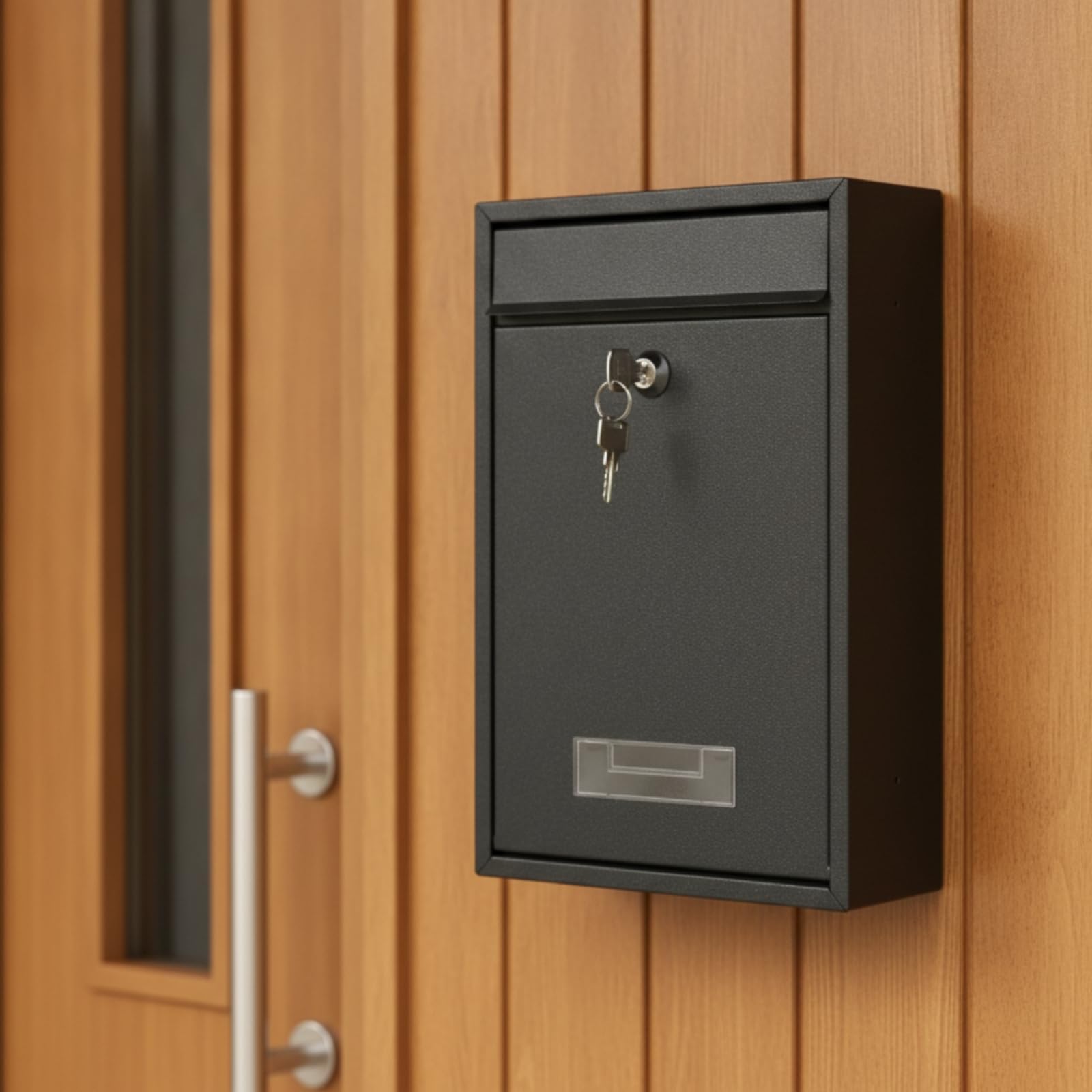 Colcolo Buzón Metálico Montaje en Pared con Tapa Protectora y Acceso Inferior para Recibir y Paquetes Pequeños Acuado para Entradas Casas, Negro, TX0020-1 Negro