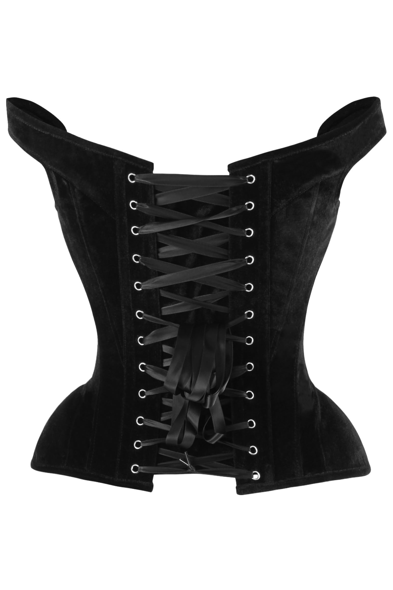 Daisy corsets Damen Top Drawer Black Velvet Steel Boned Corset W/Straps Korsett
