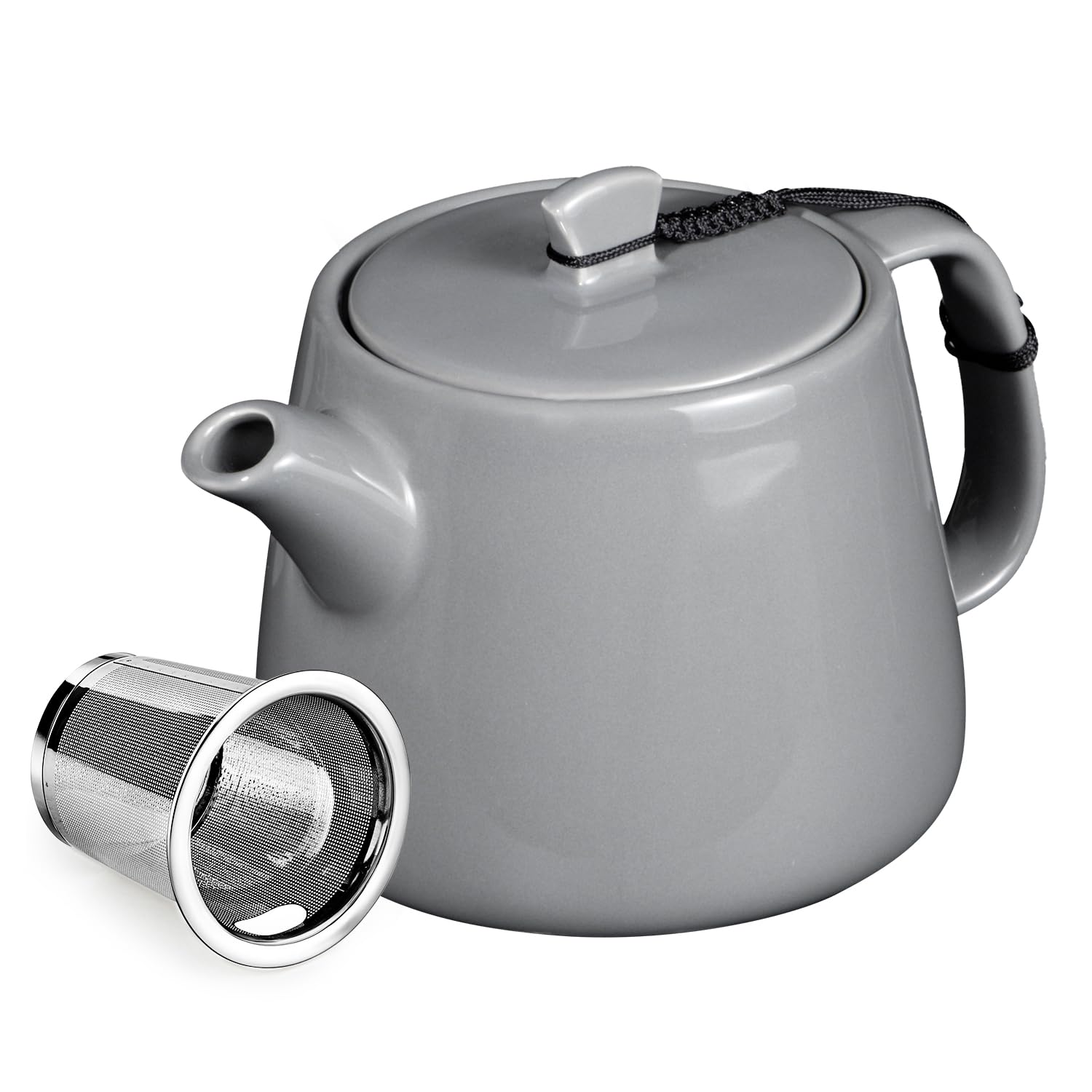 Brew To A Tea Stump Ceramic Teapot with Infuser-600ml Heat-Resistant, Removable Strainer for Loose Leaf Tea & Coffee, Handmade, Sturdy & Scratch-Resistant,Grey